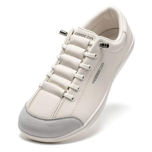 HOBIBEAR Leather Barefoot Shoes Lightweight Wide Toe Box Zero Drop Slip-on Shoes for Women(W-Light Gray, Women 12) | Amazon (US)
