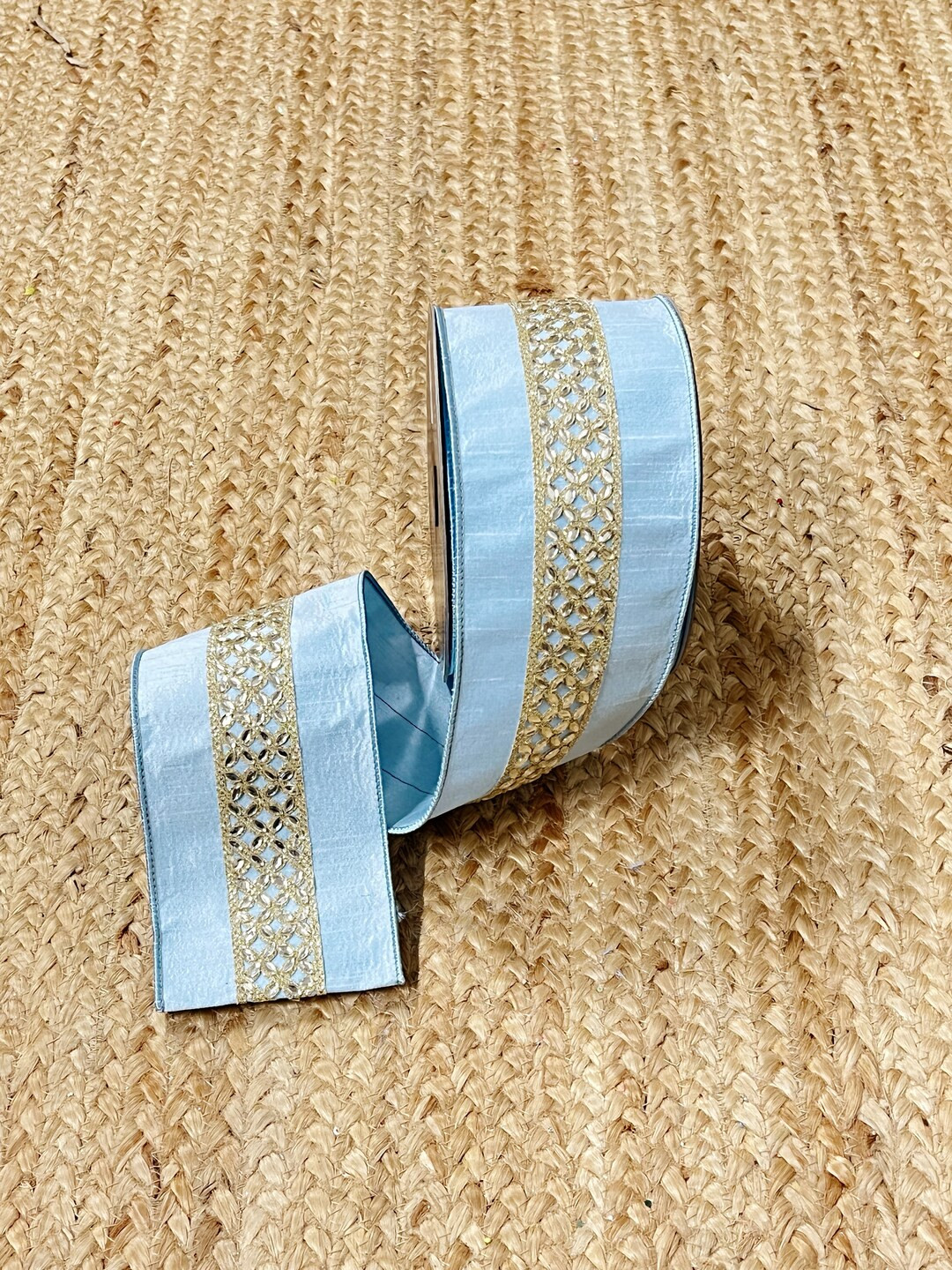 4 Inch Farrisilk Light Blue Jeweled Ribbon 10 Yards Wired - Etsy | Etsy (US)