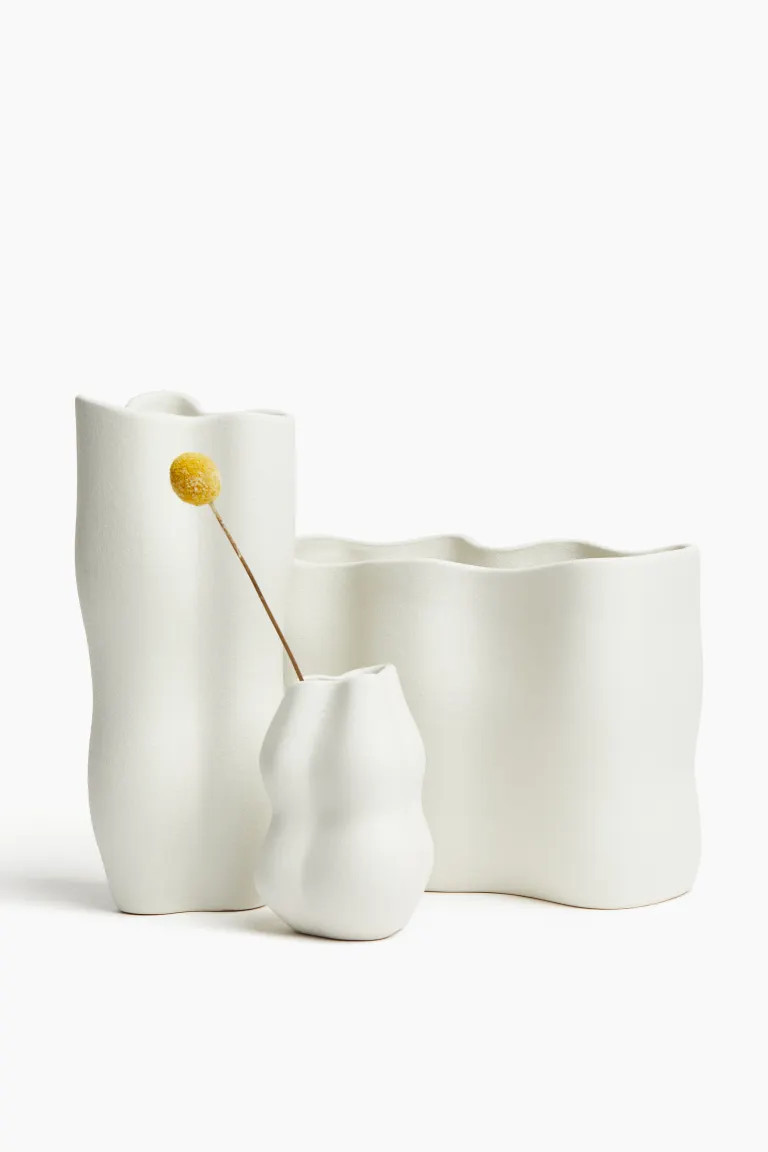 Wide Stoneware Vase - White - Home All | H&M US | H&M (US + CA)