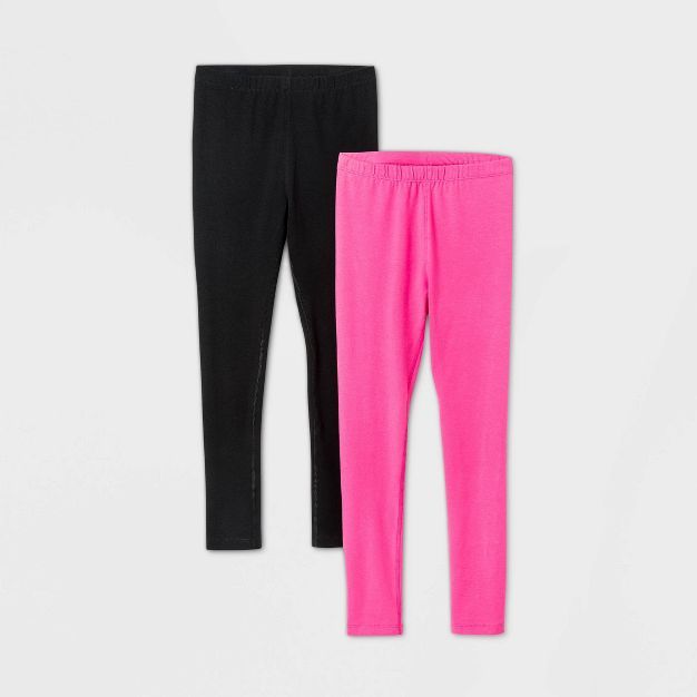 Girls' 2pk Adaptive Leggings - Cat & Jack™ Black/Pink | Target