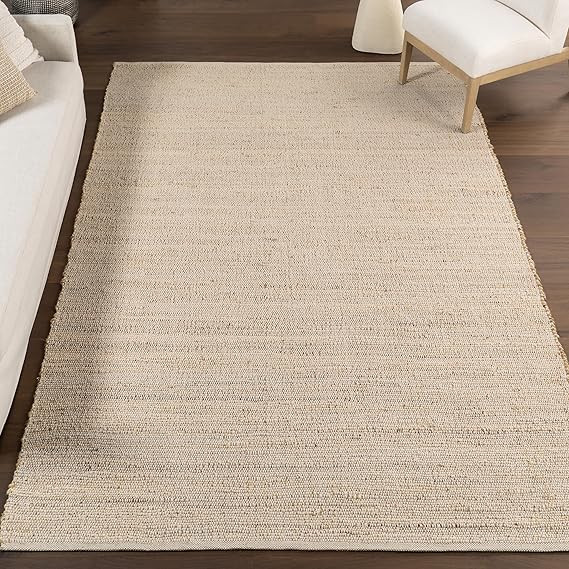 nuLOOM 2'6" x 8' Elfriede Jute & Cotton Hand Woven Area Rug, Natural, Solid Rustic Farmhouse Styl... | Amazon (US)