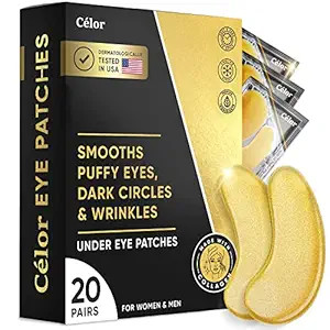 Under Eye Patches (20 Pairs) - Golden Under Eye Mask Amino Acid & Collagen, Under Eye Mask for Fa... | Amazon (US)