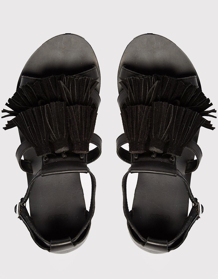 ASOS FELIXUS Mega Tassel Leather Sandals | ASOS UK