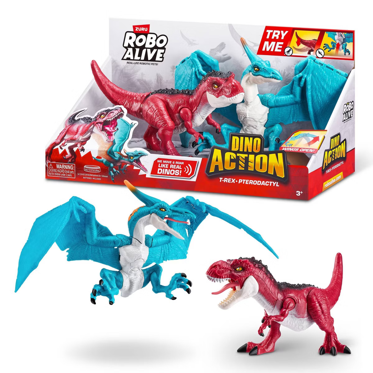 Robo Alive Dino Wars - Series 1 Combo Pack T-Rex & Pterodactyl: Plastic Animal Figures Set | Target