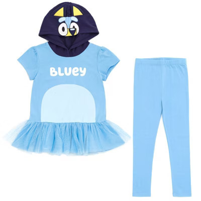 Bluey Little Girls Cosplay T-Shirt Dress and Leggings Outfit Set 7-8 | Target