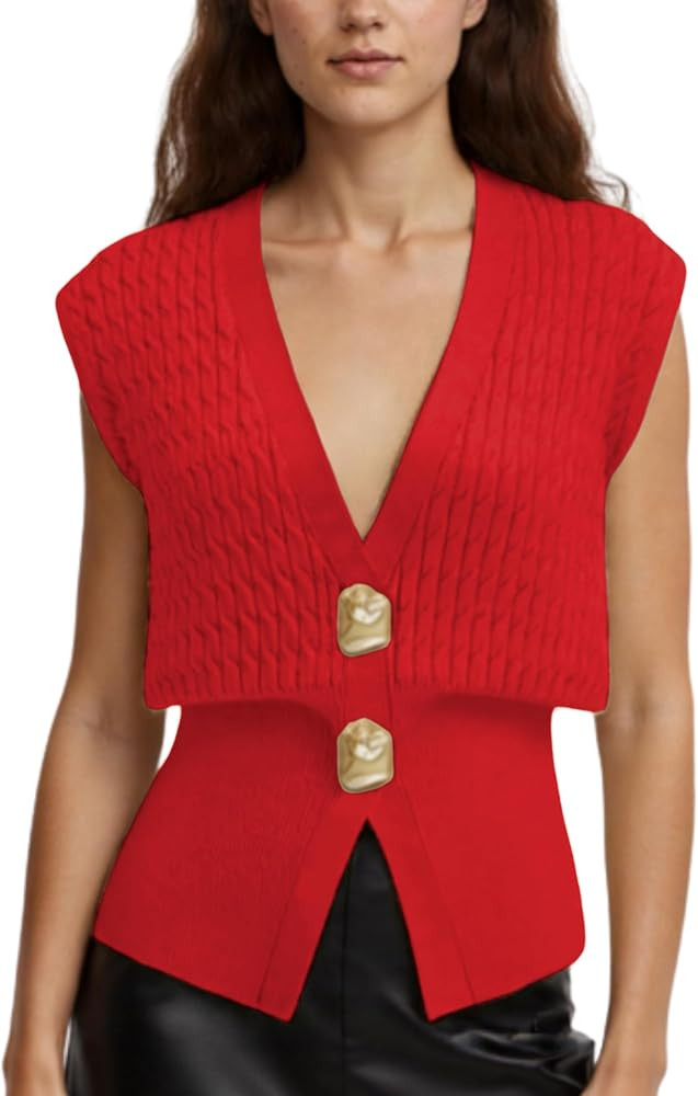 AMEBELLE Vest Tops for Women Cable Knit Sweater Sleeveless V Neck Cardigans Lightweight Knit Pull... | Amazon (US)