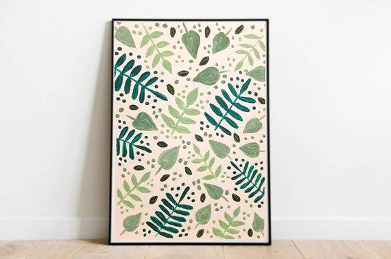 Plant Botanical Art Print | Teal Green Plant Illustration | Spring Colourful Print | Botanical Po... | Etsy (US)