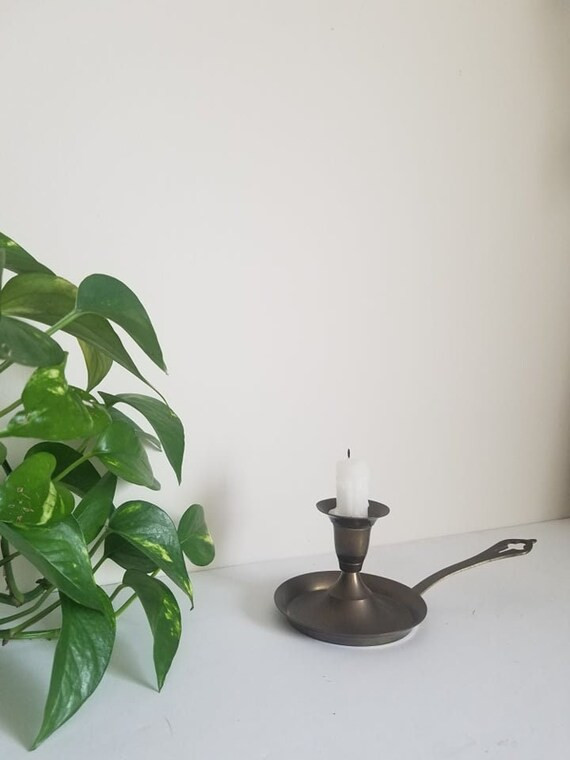 Vintage Brass Candlestick Holder | Metal Boho Candlestick Holder | Chamber Stick | Etsy (US)