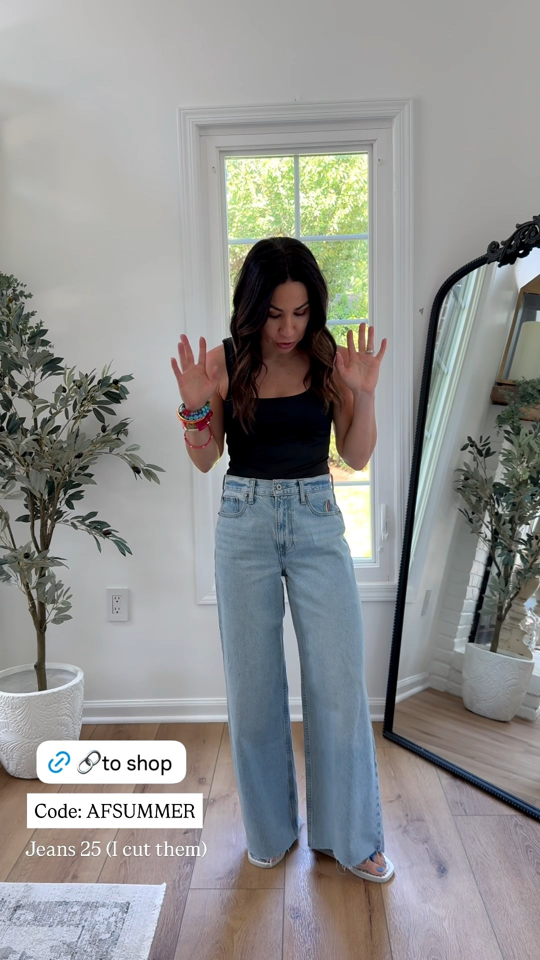 Abercrombie code AFSUMMER. Wide leg jeans 25. I cut them.

#LTKOver40 #LTKSaleAlert #LTKPetite