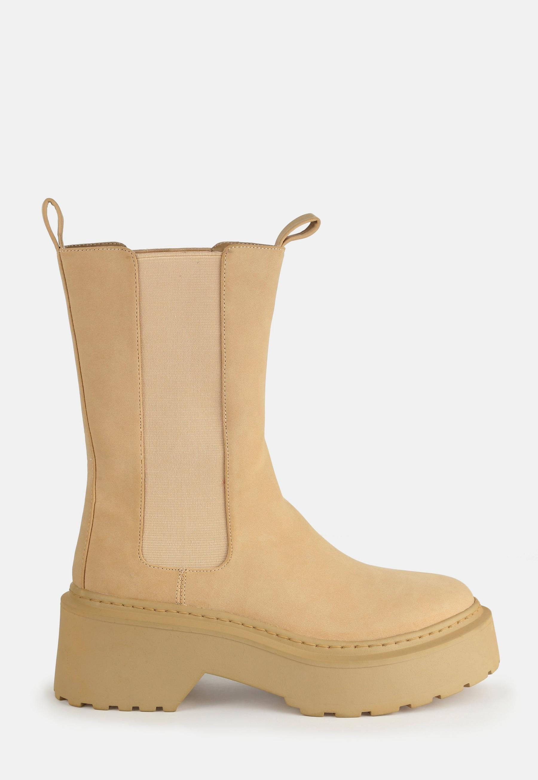 Missguided - Sand Pull On Tab Chunky Ankle Boots | Missguided (US & CA)