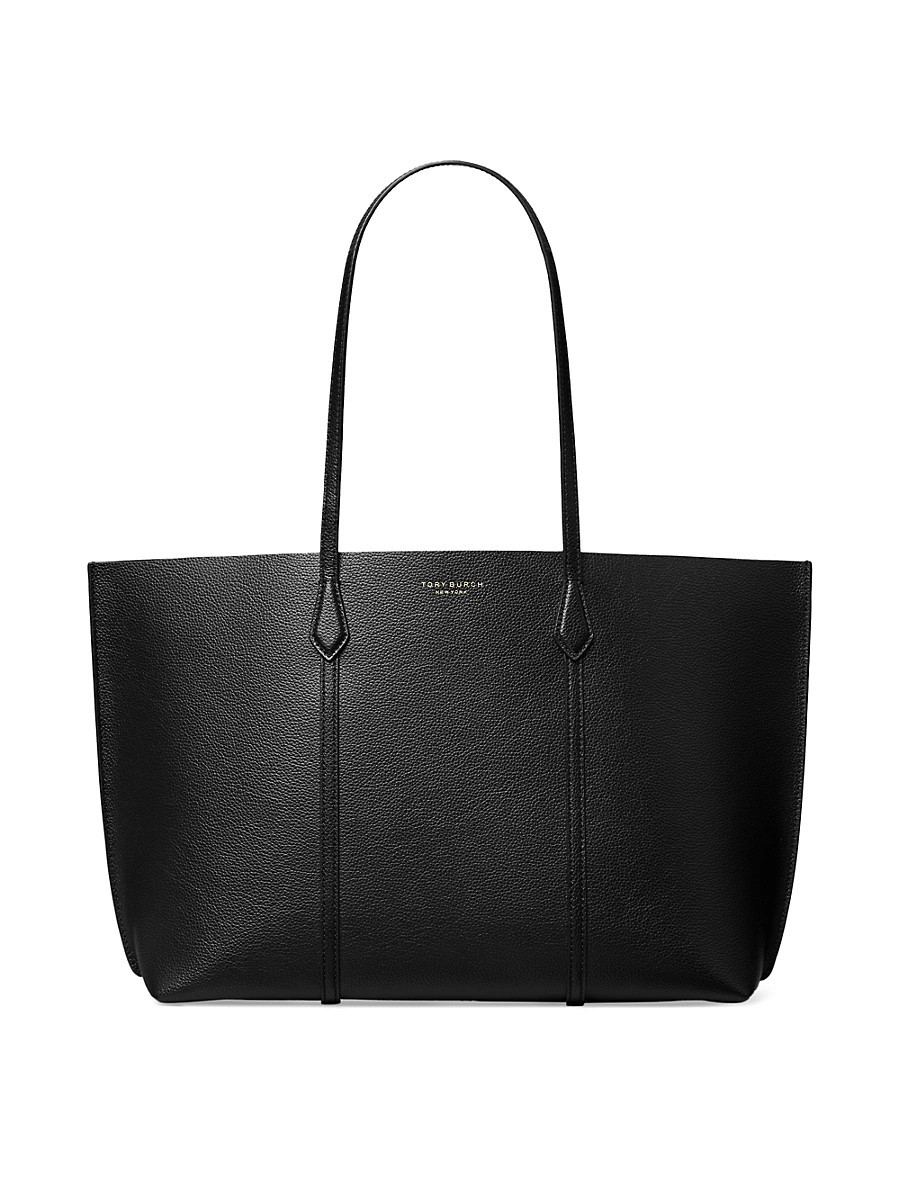 Women's Perry Logo Leather Tote Bag - Black | Saks Fifth Avenue