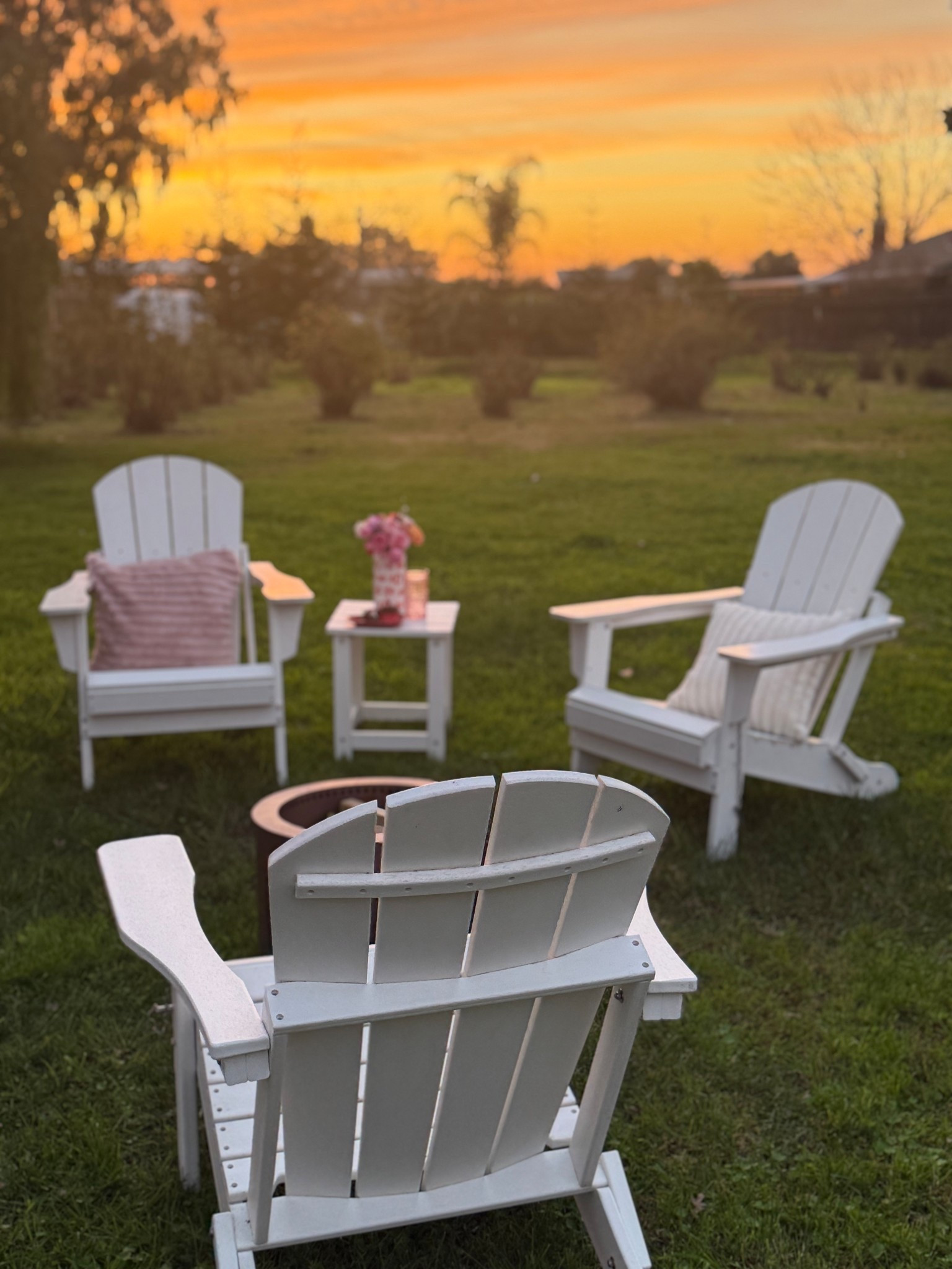 Spring-like weather is upon us in Northern California, and we’re taking every opportunity we can to spend time outdoors! My gorgeous white Adirondack chairs from @Wayfair are a must for relaxing outdoor throughout the year, and hosting friends for Valentine’s Day! I accessorized mine with cream and light pink faux fur throw pillows! This small white accent table is easy to assemble, is durable and perfect for appetizers, drinks, a vase with flowers and more! #ad #wayfair #wayfairpartner #valentinesday ❤️💗❤️ 

#LTKHome #LTKSeasonal #LTKValentine