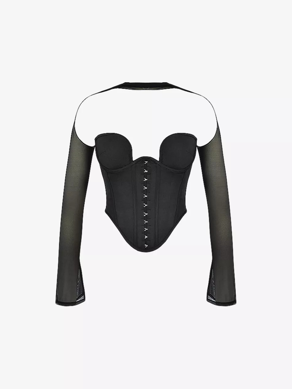 Mina structured stretch-mesh corset top | Selfridges
