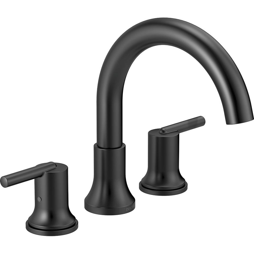 Delta Trinsic 2-Handle Deck Mount Roman Tub Faucet Trim Kit in Matte Black (Valve not Included) T... | The Home Depot