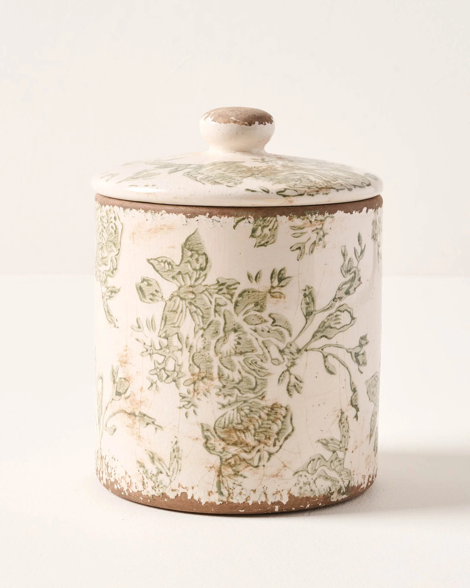 Green and White Distressed Canister | Magnolia