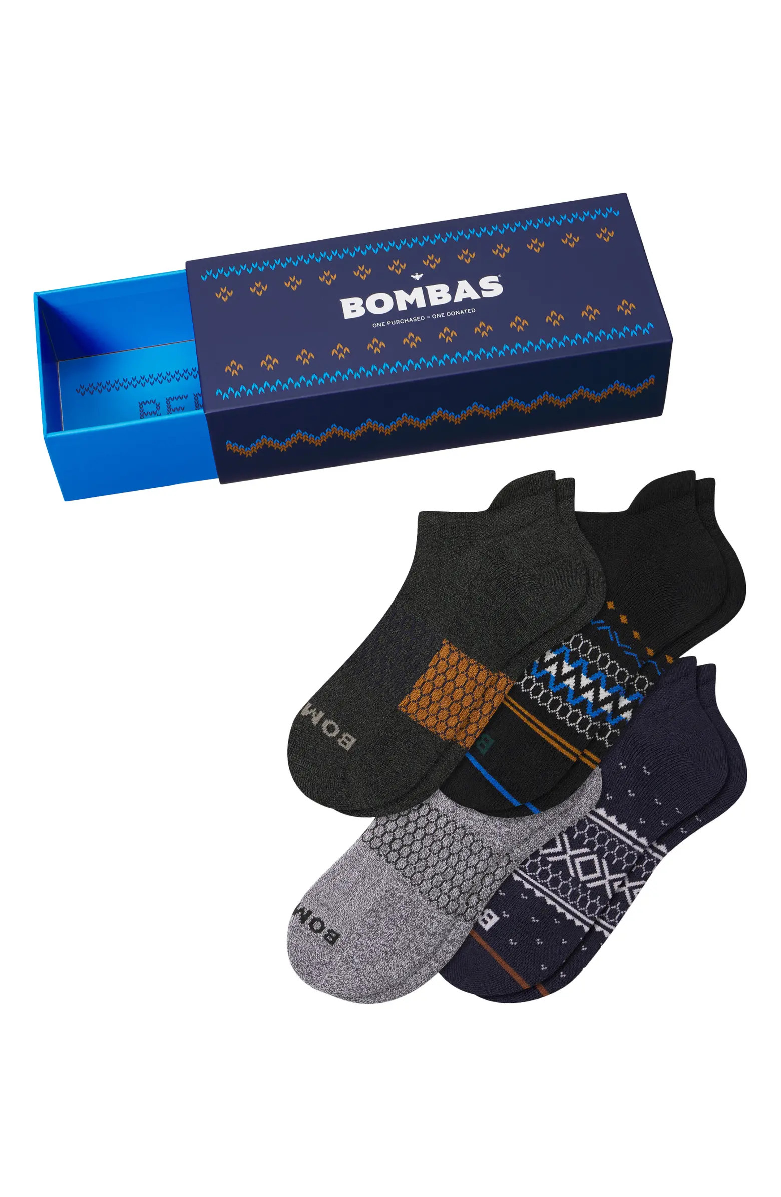Bombas Assorted 4-Pack Fair Isle & Heathered Ankle Socks Gift Box | Nordstrom | Nordstrom