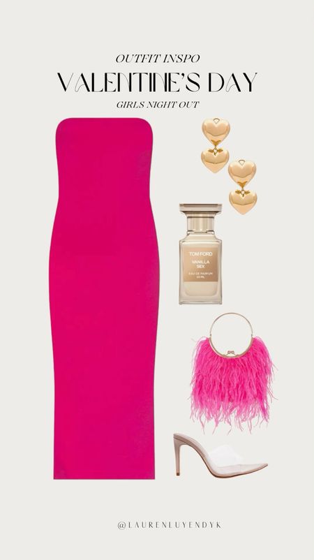 Valentine’s Day outfit inspo 
Girls night out 
Galentines day 
Pink dress 
Heart earrings 
Revolve 

#LTKstyletip #LTKfindsunder100 #LTKSeasonal