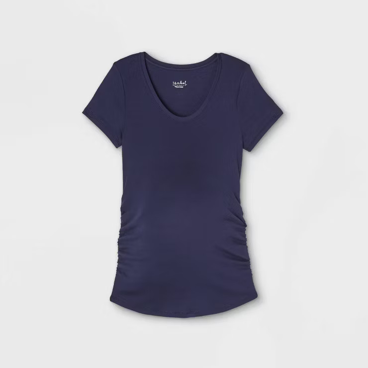 Short Sleeve Scoop Neck Side Shirred Maternity T-Shirt - Isabel Maternity by Ingrid & Isabel™ | Target