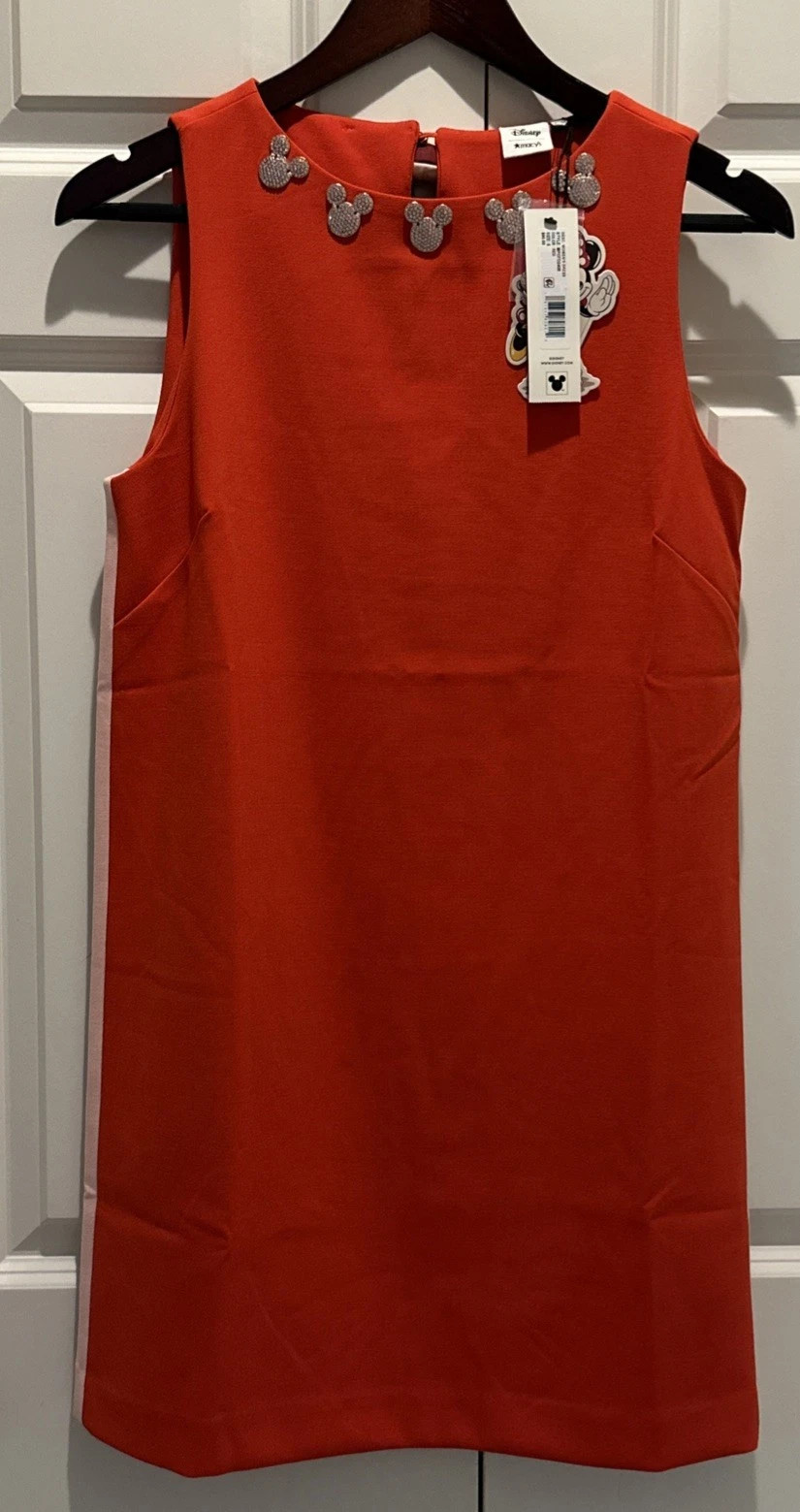 Disney Mickey Mouse Womens Sleeveless Sheath Red Dress Rhinestone Heads Small | eBay US