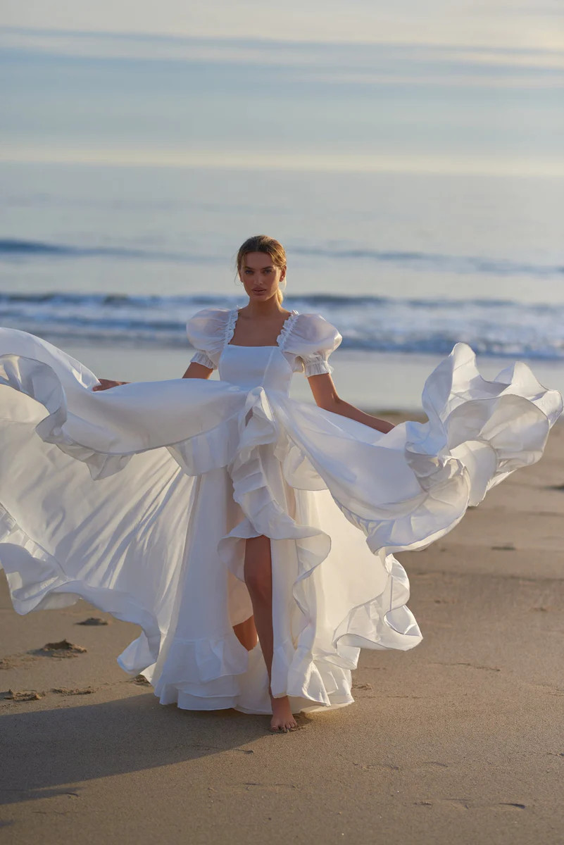 The Ivory Recycled Ruffle Gown | Selkie Collection