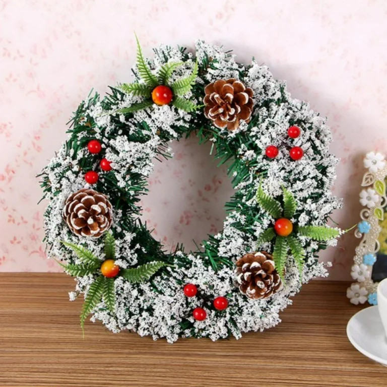 Small Christmas Wreath Artificial Winter Garland for Front Door and Indoor Xmas Wall Decorations ... | Walmart (US)