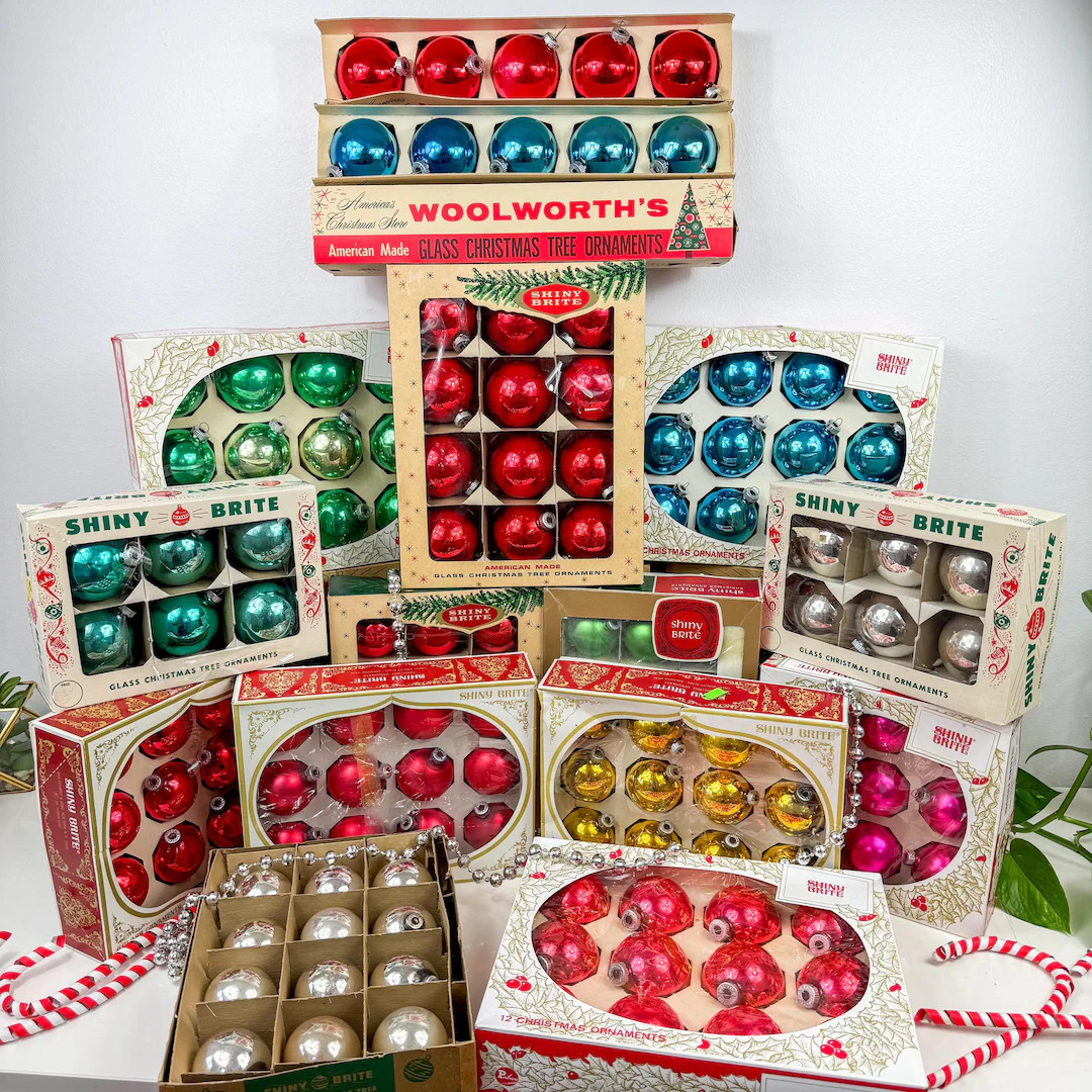 Vintage Shiny Brite Christmas Ornaments: Mercury Glass, Mixed Sets of 6 Thru 12, Woolworths - Ets... | Etsy (US)