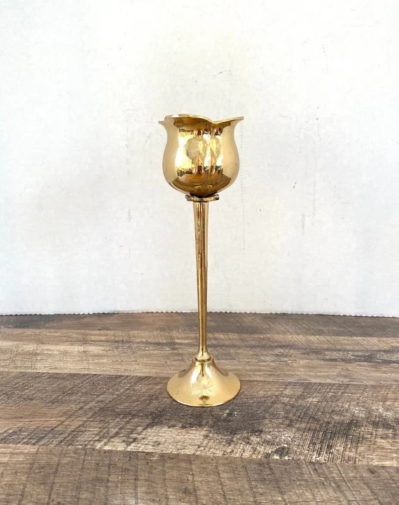 Brass Votive Candleholder tulip Vintage Solid Brass flower shape CandleHolder | Etsy (CAD)