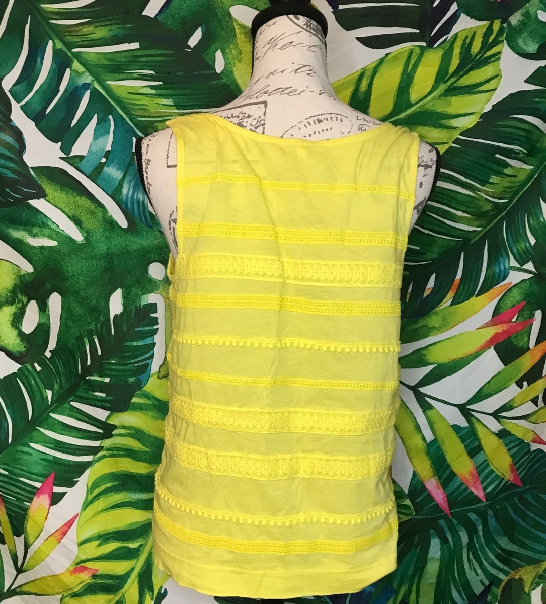 J.Crew Womens Small Bright Yellow Textured Stripe Casual Work Party Tank Top | eBay | eBay US