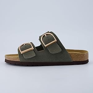 CUSHIONAIRE Legacy Cork Footbed Sandals for Women – Leather Double Strap Slides with Adjustable... | Amazon (US)