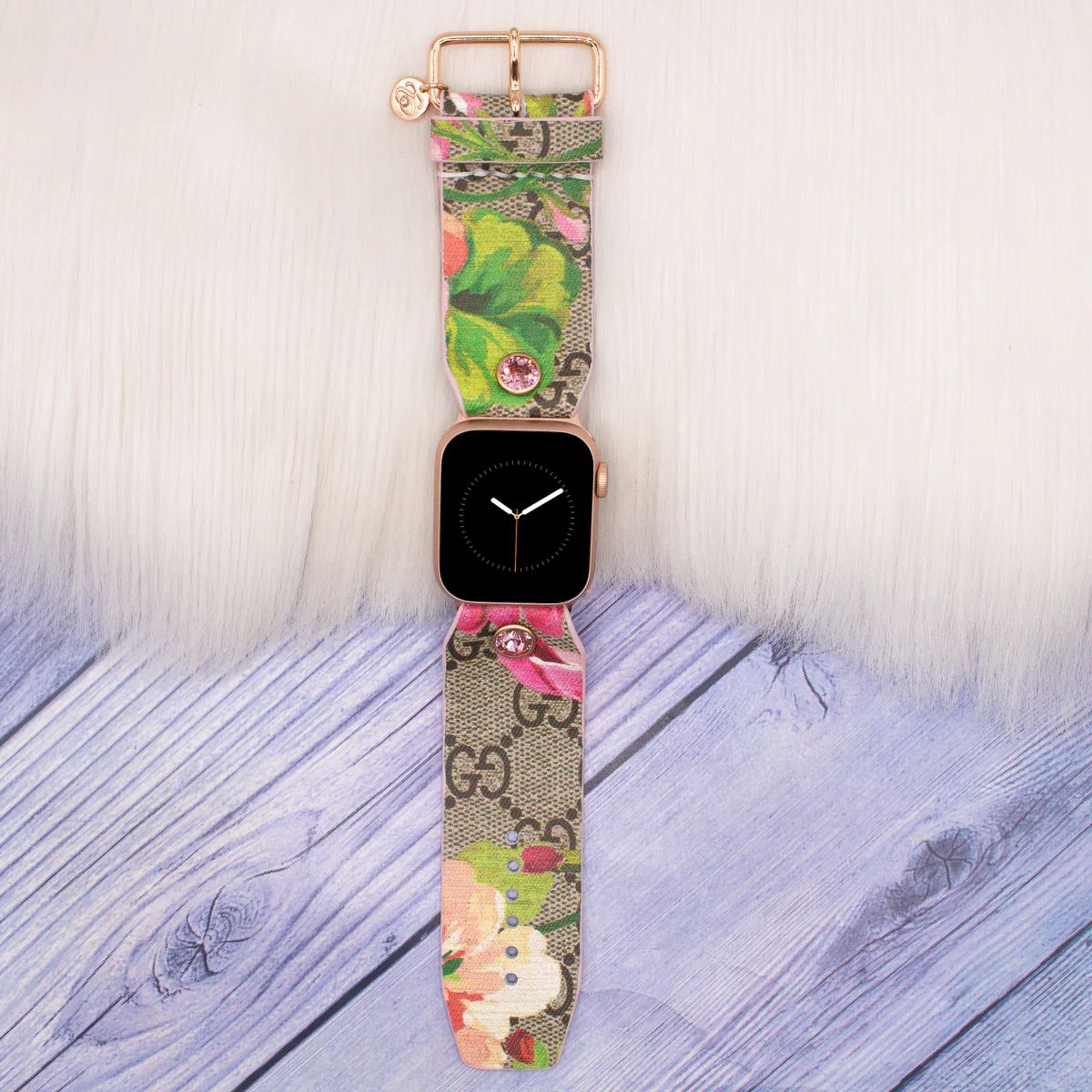 Upcycled Pink GG Blooms Single Layer Watchband | Spark*l