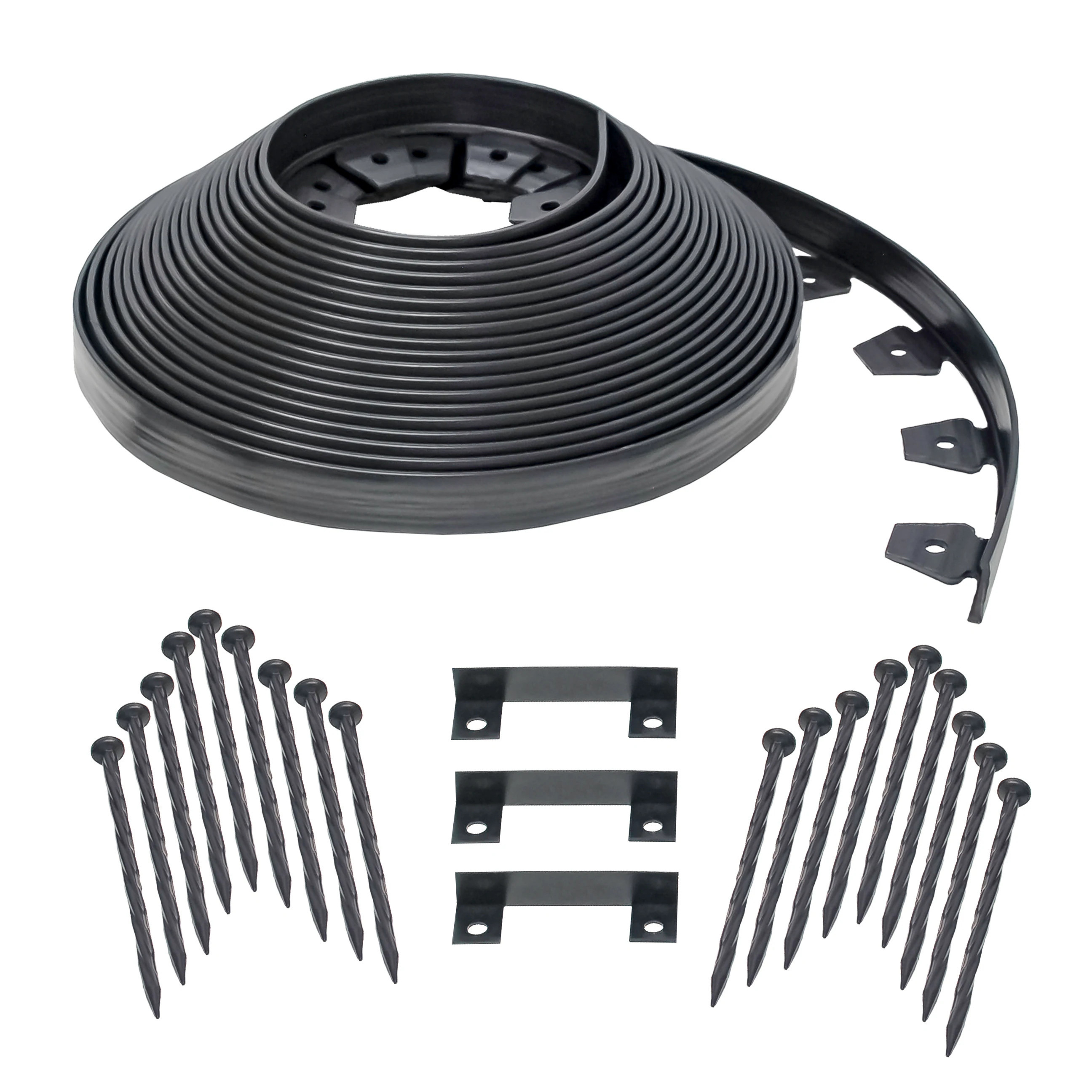 EasyFlex 60-ft x 1.5-in No-Dig Black Plastic Landscape Edging Roll Stakes Included | 3000-60-3 | Lowe's