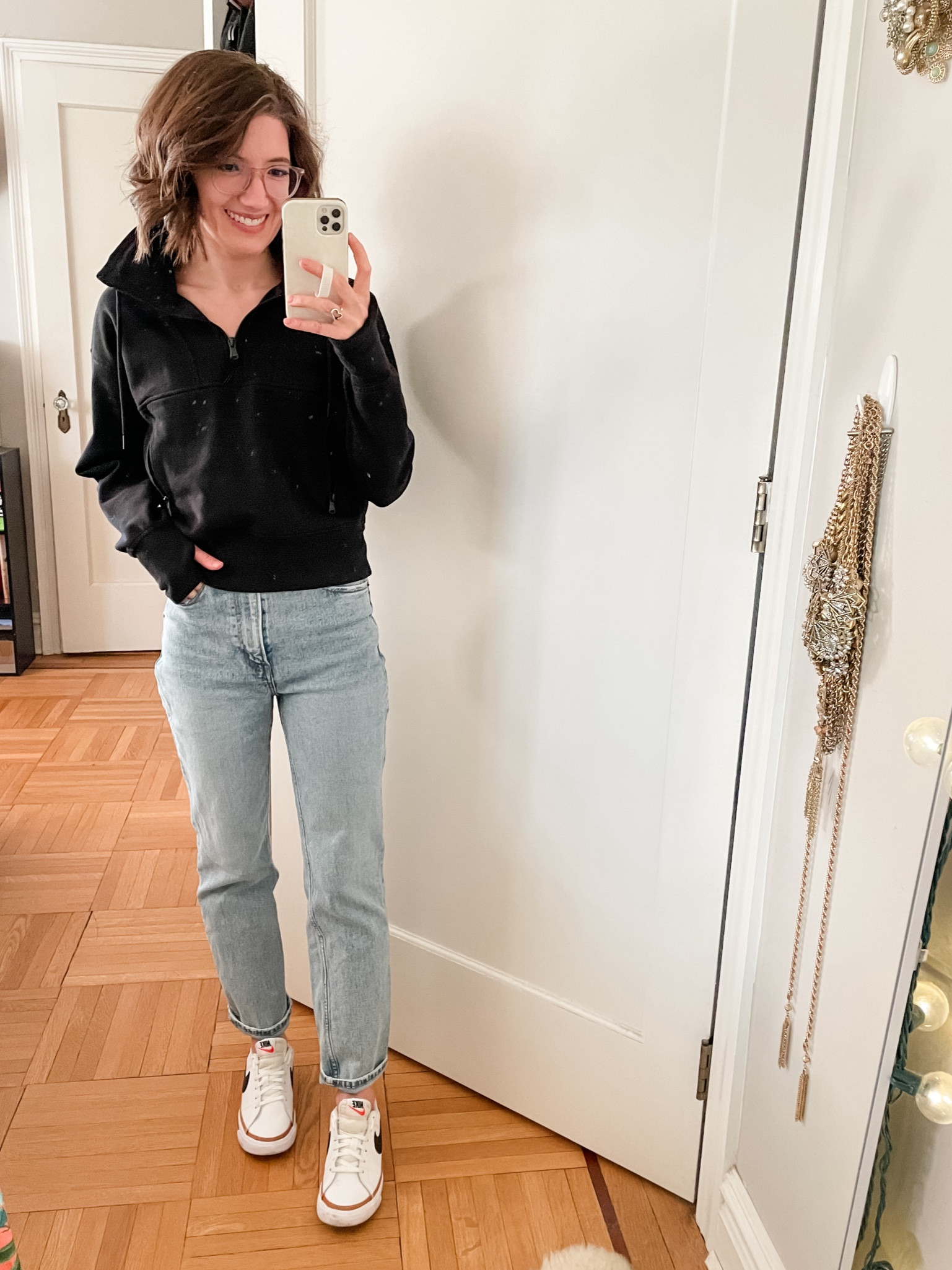 Quarter zip sweatshirt: TTS
jeans: TTS, wearing the regular length
Sneakers: wearing kids size 6, I’m a true 7.5, and should have gotten the 5.5

#LTKsalealert #LTKfindsunder50 #LTKtravel