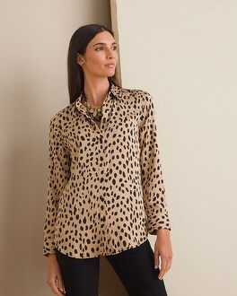 Cheetah-Print Sandwashed Satin Easy Shirt | Chico's