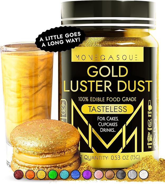 MONÉGASQUE Gold Edible Glitter for Drinks 15g – Edible Glitter for Cakes & Cocktails - Valenti... | Amazon (US)