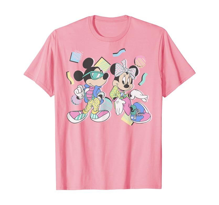 Disney Mickey And Friends Mickey & Minnie 80's Style T-Shirt | Amazon (US)