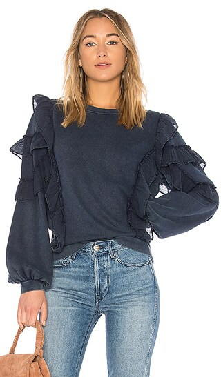 Cat Ruffle Sweater in Deep Navy | Revolve Clothing (Global)