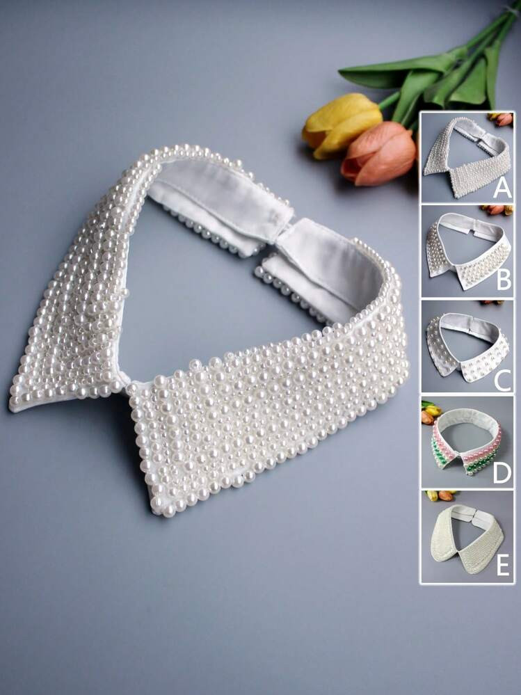 1pc Luxe Nieuwe Faux Parel Kralen Kraag Ketting, Handgemaakte Versierde Overdreven Glamoureuze Af... | SHEIN
