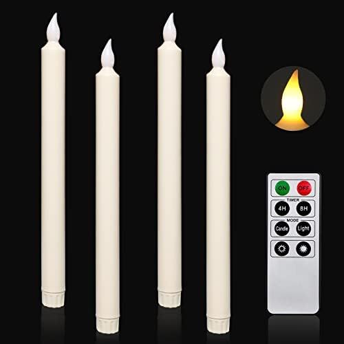 mdXmhz Flameless Taper Candles with Remote Control and Timer, Set of 4 Ivory Flickering Led Batte... | Amazon (US)