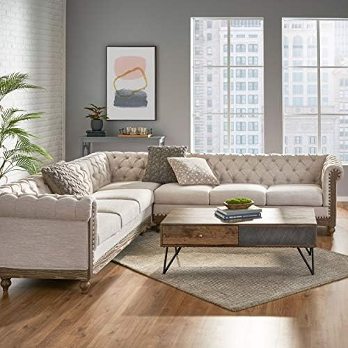 Christopher Knight Home Castalia Sectional, Beige + Dark Brown | Amazon (US)