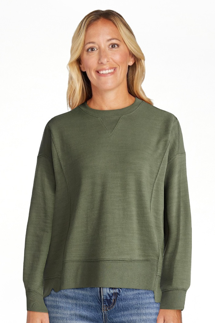 Time and Tru Women’s Ribbed Panel Sweatshirt with Long Sleeves, Sizes XS-XXXL | Walmart (US)