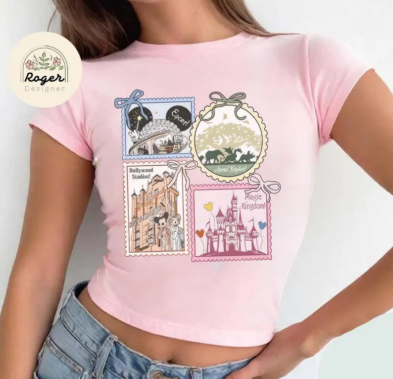 Retro Walt Disney World Crop Top Baby Tee, Coquette Bow Disney Castle Shirt, Magic Kingdom Girly ... | Etsy (US)