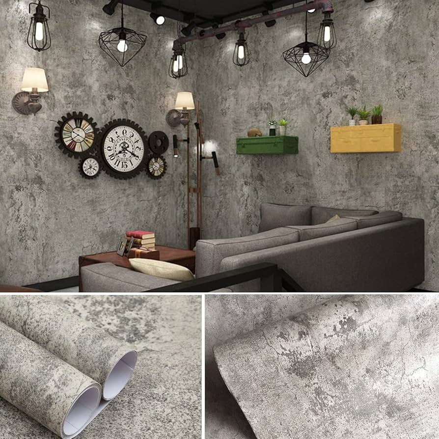 burgeliy Wall Paper Stick Pull and Stick Concrete Wallpaper Concrete Contact Paper for Walls Ceme... | Amazon (US)