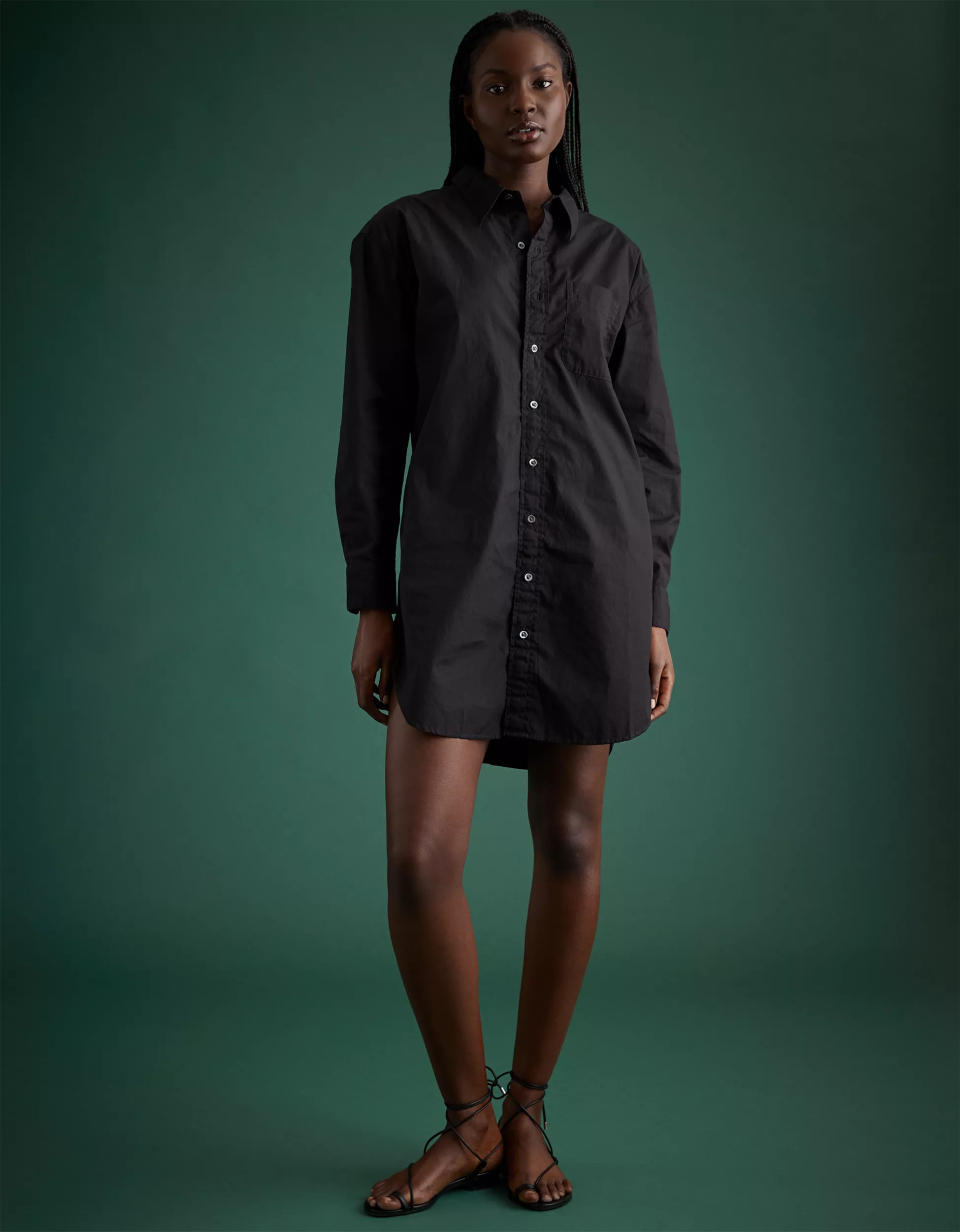 AE77 Premium Poplin Shirt Dress | American Eagle Outfitters (US & CA)
