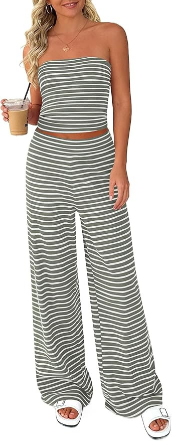 PRETTYGARDEN Two Piece Striped Sets for Women Summer Travel Outfits 2026 Spring Y2K Going Out Vac... | Amazon (US)