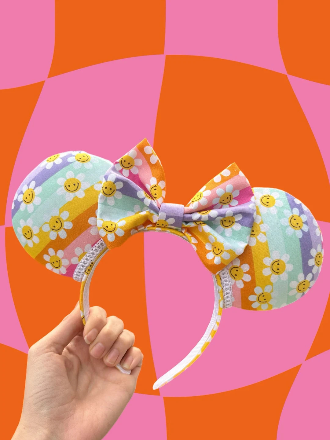 The Lizzie Mouse Ears , Sunshine Groovy Happy Daisy Flower Mouse Ears, Flower Mouse Ears, Cute He... | Etsy (US)