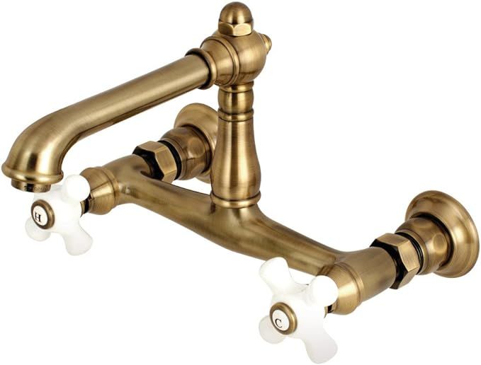 Kingston Brass KS7243PX Wall Mount Bathroom Faucet, Antique Brass | Amazon (US)