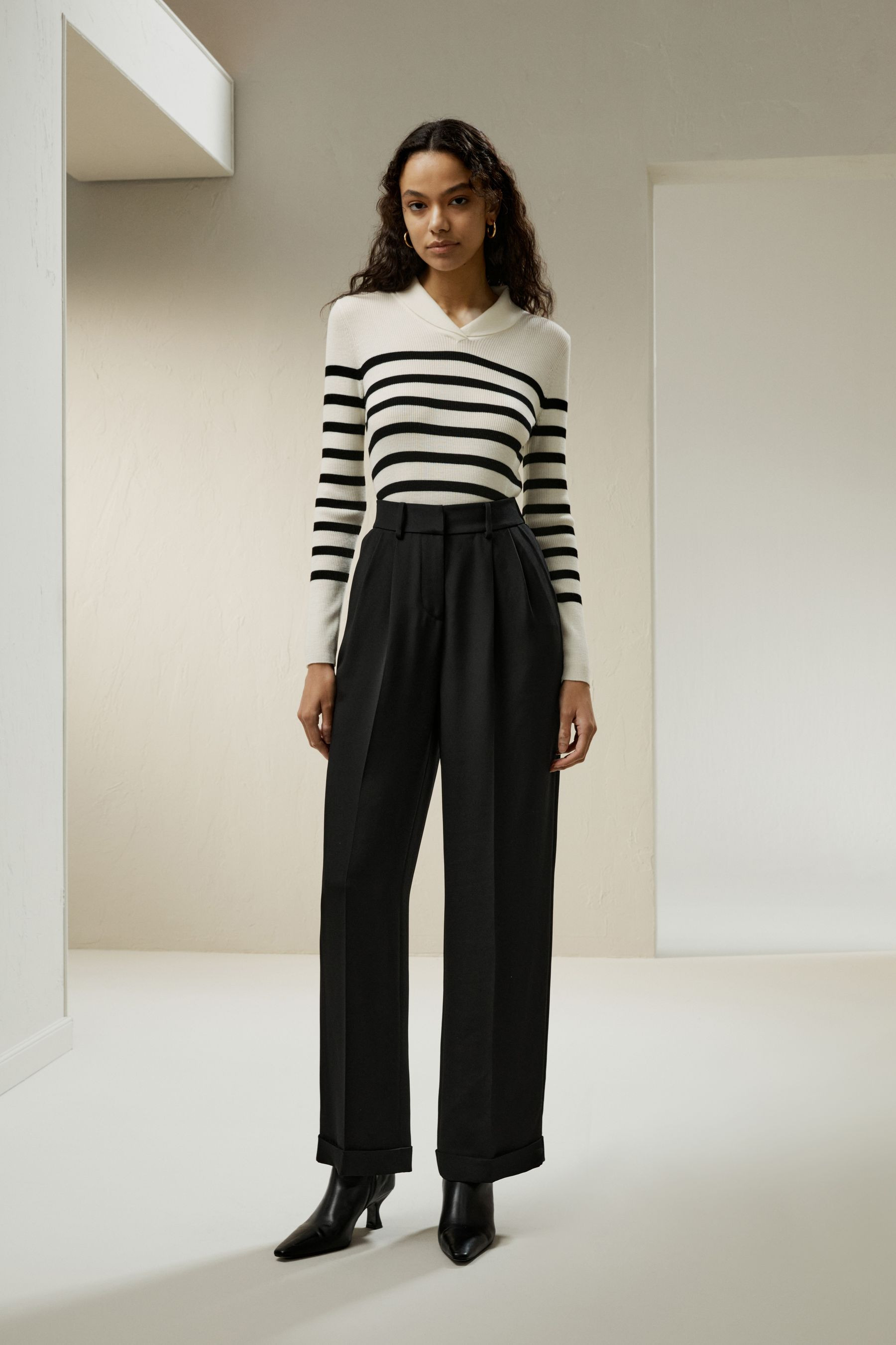 Striped Ultra-fine Merino Wool Sweater | LILYSILK