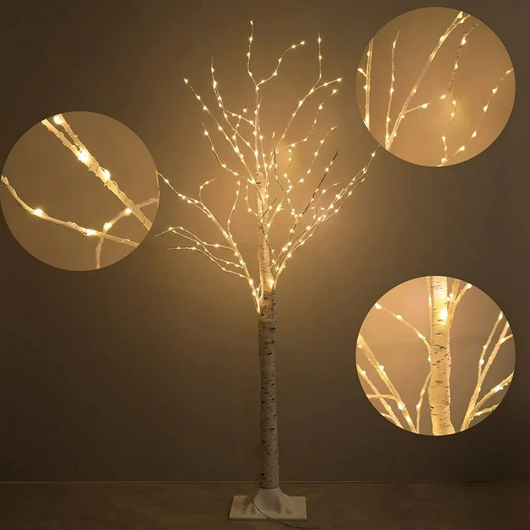 6FT Warm White Lighted Birch Tree Lights, 440LED Colors Changing Light Up Artificial TreeWarm Whi... | Walmart (US)
