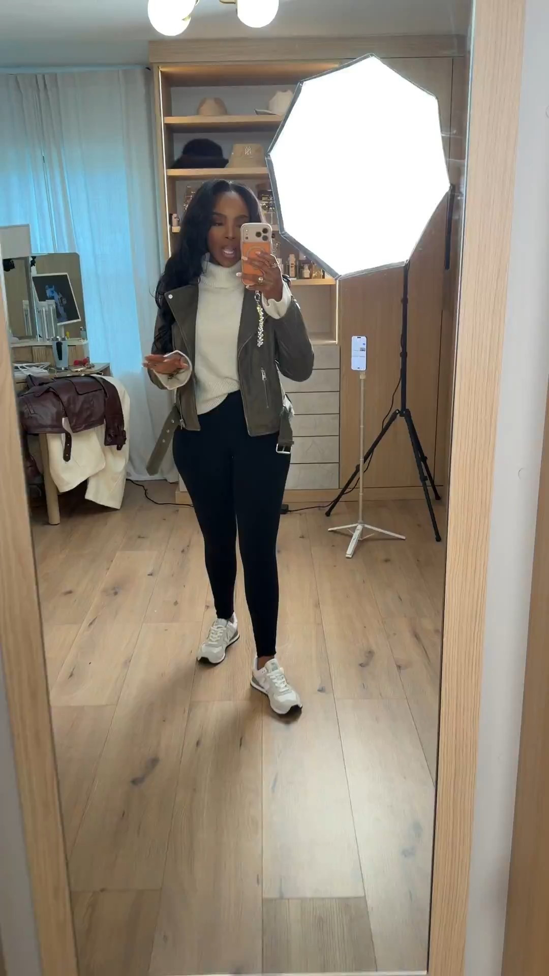 A clean winter layer-up that feels effortless and practical — the soft turtleneck paired with sleek leggings creates a smooth base, while the moto jacket adds structure and a little edge. The neutral palette keeps everything cohesive, and the sneakers make it easy to move through a busy day.

It’s the perfect balance of comfort and style, giving you a polished look without any extra effort.

Perfect for school drop-offs, weekend errands, and casual winter outings.

📏 Sizing: Small  
Height — 5’4”  
138 lbs  
Bust — 34D  
Waist — 27”  
Hips — 40”  
For pants/jeans: 27 Long or 4 Long

Tap to get details



#LTKgrwm #LTKootd