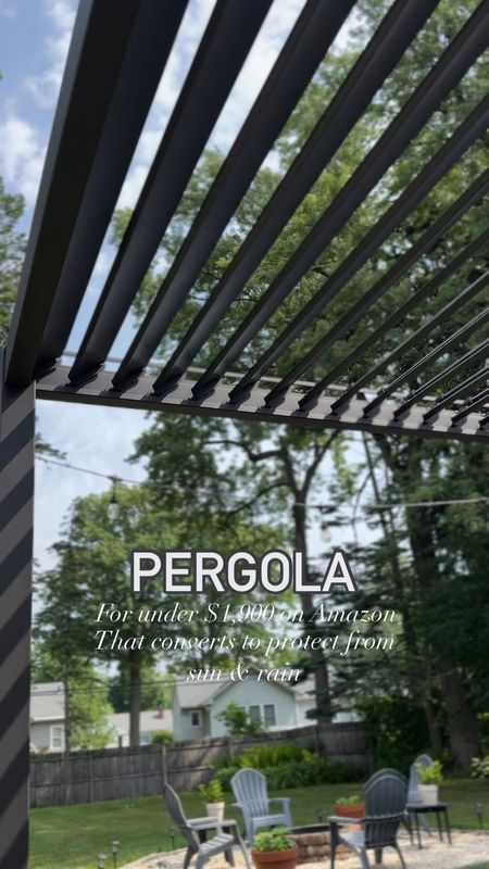 This Louvered pergola from Amazon is under $1900, and has slats that can close to protect you from the sun, as well as from the rain! There is an intricate gutter system, and the pergola can be bolted into the ground. It can handle snow and wind, and is a fantastic addition to any backyard, deck, patio etc. order now to get it delivered in time for use this summer! 

#LTKVideo #LTKSummerSales #LTKHome